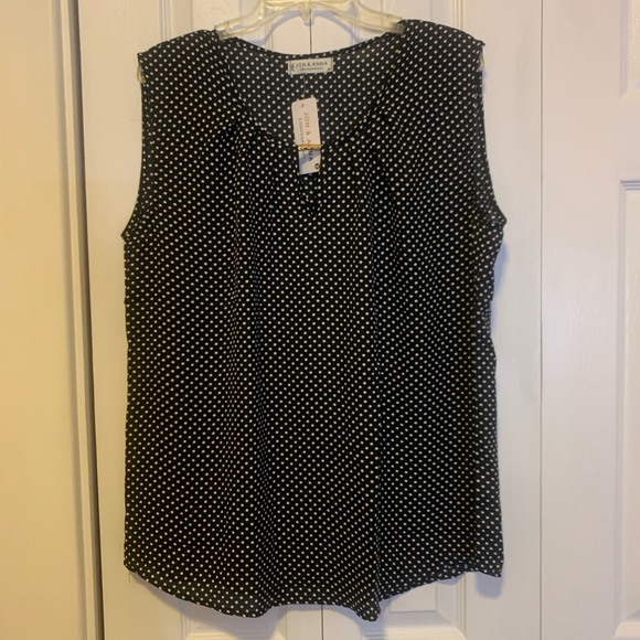 Jon & Anna Sleeveless Black & White Blouse with Gold Detail Size 2X NWT - Picture 1 of 3